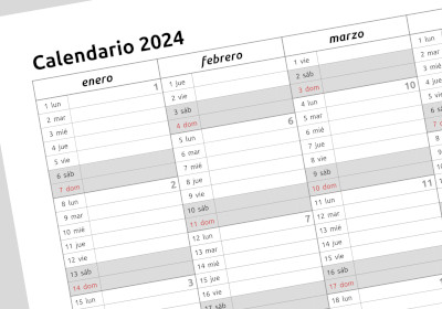 calendario anual - formato de tabla